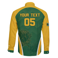 Custom South Africa Cricket Family Matching Off The Shoulder Long Sleeve Dress and Hawaiian Shirt Go Champions Protea Pattern LT05 - Wonder Print Shop