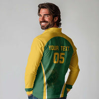 Custom South Africa Cricket Long Sleeve Polo Shirt Go Champions Protea Pattern LT05 - Wonder Print Shop