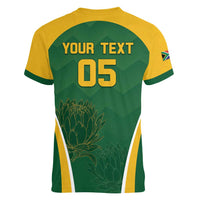 Custom South Africa Cricket Women V-Neck T-Shirt Go Champions Protea Pattern LT05 - Wonder Print Shop