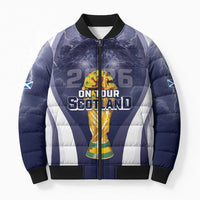 Custom Scotland Football 2026 Bomber Puffer Jacket Scotland On Tour Trophy Style - Wonder Print Shop