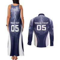 Custom Scotland Football 2026 Couples Matching Tank Maxi Dress and Long Sleeve Button Shirt Scotland On Tour Trophy Style - Wonder Print Shop