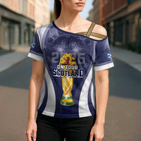 Custom Scotland Football 2026 Cross Shoulder Shirt Scotland On Tour Trophy Style - Wonder Print Shop