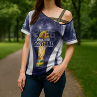 Custom Scotland Football 2026 Cross Shoulder Shirt Scotland On Tour Trophy Style - Wonder Print Shop