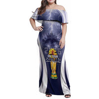 Custom Scotland Football 2026 Family Matching Off Shoulder Maxi Dress and Hawaiian Shirt Scotland On Tour Trophy Style - Wonder Print Shop