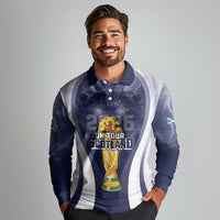 Custom Scotland Football 2026 Long Sleeve Polo Shirt Scotland On Tour Trophy Style - Wonder Print Shop
