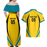 Custom Bahamas Football Couples Matching Off Shoulder Maxi Dress and Hawaiian Shirt Go Champions Baha Boyz