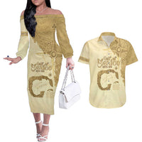 Gulf Of Mexico Estd 1672 Couples Matching Off The Shoulder Long Sleeve Dress and Hawaiian Shirt Vintage Style