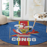 DR Congo Independence Day Round Carpet Leopard Pattern With Coat Of Arms