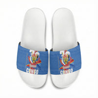 DR Congo Independence Day Slide Sandals Leopard Pattern With Coat Of Arms