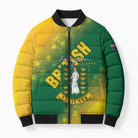 British Virgin Islands Bomber Puffer Jacket Coat Of Arms Plumeria Gradient Art