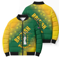 British Virgin Islands Bomber Puffer Jacket Coat Of Arms Plumeria Gradient Art