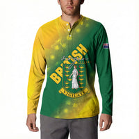 British Virgin Islands Button Sweatshirt Coat Of Arms Plumeria Gradient Art