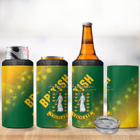 British Virgin Islands 4 in 1 Can Cooler Tumbler Coat Of Arms Plumeria Gradient Art