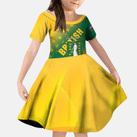 British Virgin Islands Kid Short Sleeve Dress Coat Of Arms Plumeria Gradient Art