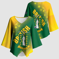 British Virgin Islands Kimono Sleeve Blouse Coat Of Arms Plumeria Gradient Art