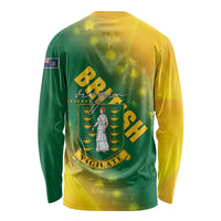 British Virgin Islands Long Sleeve Shirt Coat Of Arms Plumeria Gradient Art