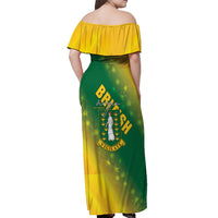British Virgin Islands Off Shoulder Maxi Dress Coat Of Arms Plumeria Gradient Art