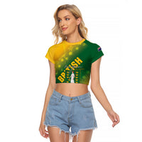 British Virgin Islands Raglan Cropped T Shirt Coat Of Arms Plumeria Gradient Art
