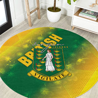 British Virgin Islands Round Carpet Coat Of Arms Plumeria Gradient Art