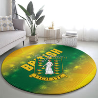 British Virgin Islands Round Carpet Coat Of Arms Plumeria Gradient Art