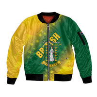 British Virgin Islands Sleeve Zip Bomber Jacket Coat Of Arms Plumeria Gradient Art