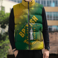 British Virgin Islands Sleeveless Puffer Jacket Coat Of Arms Plumeria Gradient Art