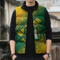 British Virgin Islands Sleeveless Puffer Jacket Coat Of Arms Plumeria Gradient Art