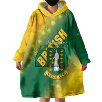 British Virgin Islands Wearable Blanket Hoodie Coat Of Arms Plumeria Gradient Art