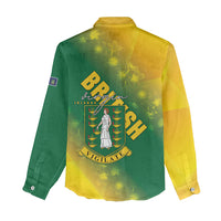 British Virgin Islands Women Casual Shirt Coat Of Arms Plumeria Gradient Art