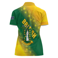 British Virgin Islands Women Polo Shirt Coat Of Arms Plumeria Gradient Art