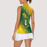 British Virgin Islands Women Sleeveless Polo Shirt Coat Of Arms Plumeria Gradient Art