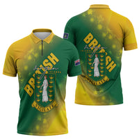 British Virgin Islands Zipper Polo Shirt Coat Of Arms Plumeria Gradient Art