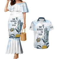 Funny Rejecting Kings Couples Matching Mermaid Dress and Hawaiian Shirt Since 1776 No Kings In America Retro Style LT05