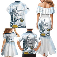 Funny Rejecting Kings Family Matching Mermaid Dress and Hawaiian Shirt Since 1776 No Kings In America Retro Style LT05