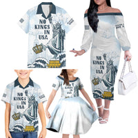 Funny Rejecting Kings Family Matching Off The Shoulder Long Sleeve Dress and Hawaiian Shirt Since 1776 No Kings In America Retro Style LT05