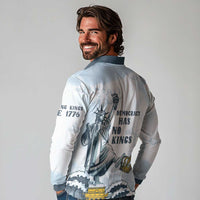 Funny Rejecting Kings Long Sleeve Polo Shirt Since 1776 No Kings In America Retro Style LT05