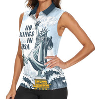 Funny Rejecting Kings Women Sleeveless Polo Shirt Since 1776 No Kings In America Retro Style LT05