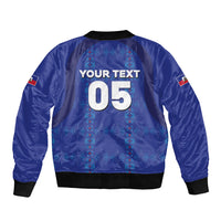 Custom Haiti Ayiti Nan Mondyal 2026 Bomber Jacket Fyete Lit Victwa Blue Version