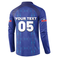 Custom Haiti Ayiti Nan Mondyal 2026 Button Sweatshirt Fyete Lit Victwa Blue Version