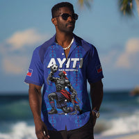 Custom Haiti Ayiti Nan Mondyal 2026 Hawaiian Shirt Fyete Lit Victwa Blue Version