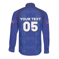 Custom Haiti Ayiti Nan Mondyal 2026 Long Sleeve Button Shirt Fyete Lit Victwa Blue Version