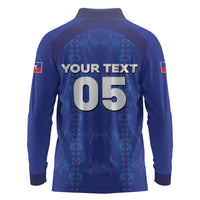 Custom Haiti Ayiti Nan Mondyal 2026 Long Sleeve Polo Shirt Fyete Lit Victwa Blue Version