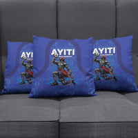 Haiti Ayiti Nan Mondyal 2026 Pillow Cover Fyete Lit Victwa Blue Version