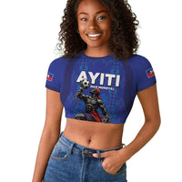 Custom Haiti Ayiti Nan Mondyal 2026 Raglan Cropped T shirt Fyete Lit Victwa Blue Version