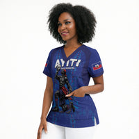 Custom Haiti Ayiti Nan Mondyal 2026 Scrub Top Fyete Lit Victwa Blue Version