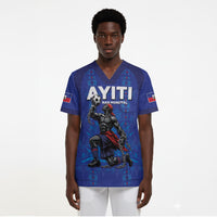 Custom Haiti Ayiti Nan Mondyal 2026 Scrub Top Fyete Lit Victwa Blue Version