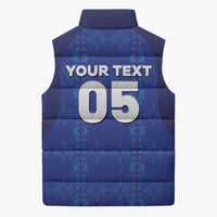 Custom Haiti Ayiti Nan Mondyal 2026 Sleeveless Puffer Jacket Fyete Lit Victwa Blue Version