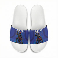 Haiti Ayiti Nan Mondyal 2026 Slide Sandals Fyete Lit Victwa Blue Version