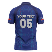 Custom Haiti Ayiti Nan Mondyal 2026 Zipper Polo Shirt Fyete Lit Victwa Blue Version