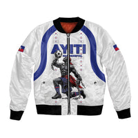 Custom Haiti Ayiti Nan Mondyal 2026 Bomber Jacket Fyete Lit Victwa White Version